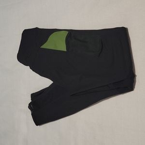 Pop fit black ankle skinny leggings with green accents women's small